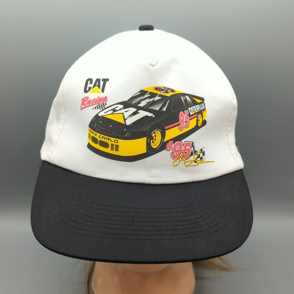 Caterpillar CAT Racing NASCAR Hat David Green #95 White Black Snapback KC Cap